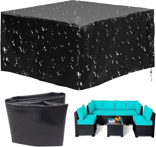 Strapazierfähige Gartenmöbelabdeckung aus 210D Oxford-Gewebe, geeignet for Rattan-Sofas und quadratische Tische(330x220x70cm) von SSDDLZEQ