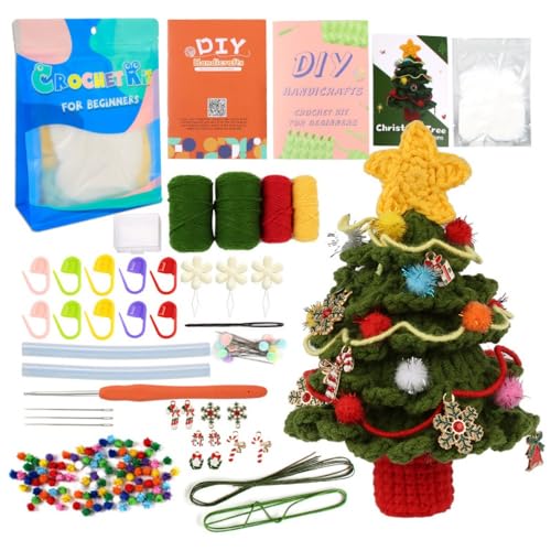 SSDH Häkelset zum Thema Weihnachten Häkelset für Anfänger Weihnachtsgeschenke Weihnachtsdekorationen mit Anleitung und Video-Tutorial (Weihnachtsbaum) von SSDH