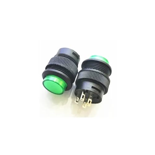 20 STÜCKE Micro-Netzschalter LED-Lichtschloss mit Schloss Rundknopf Universal-Schlüsselschalter 16 mm 3A 250 V 4-polig R16-503AD(R16-503AD Green) von SSDXFJZR