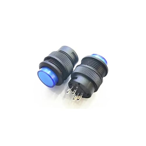 20 STÜCKE Micro-Netzschalter LED-Lichtschloss mit Schloss Rundknopf Universal-Schlüsselschalter 16 mm 3A 250 V 4-polig R16-503AD(R16-503AD blue) von SSDXFJZR