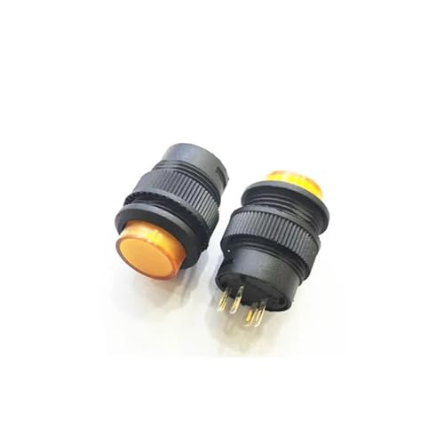 20 STÜCKE Micro-Netzschalter LED-Lichtschloss mit Schloss Rundknopf Universal-Schlüsselschalter 16 mm 3A 250 V 4-polig R16-503AD(R16-503AD yellow) von SSDXFJZR