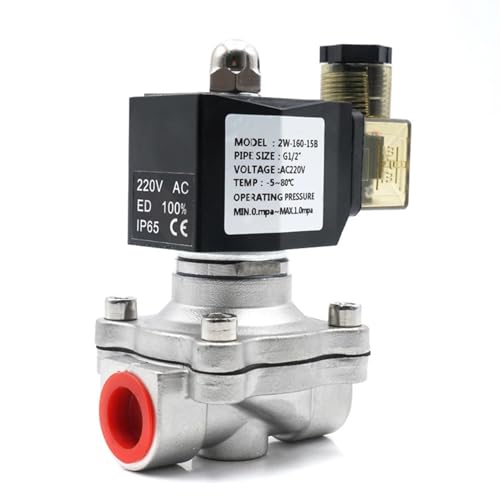 AC 110 V 220 V 380 V 24 V DC 12 V 24 V normalerweise geschlossenes Magnetventil, 304 Edelstahl, Wasserventil, feuchtigkeitsbeständige Membran (DC 12 V-80 Grad) von SSDXFJZR