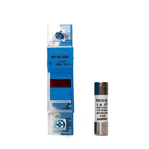 AC 1Sets 1P Bunte Sicherungssockel 690V mit 10x38MM Flinker Keramiksicherungskern 0.5A 1A 2A 3A 4A 5A 6A 8A 10A 16A 20A 25A 32A RO15(Blue-1sets Fuse and Base,2A) von SSDXFJZR