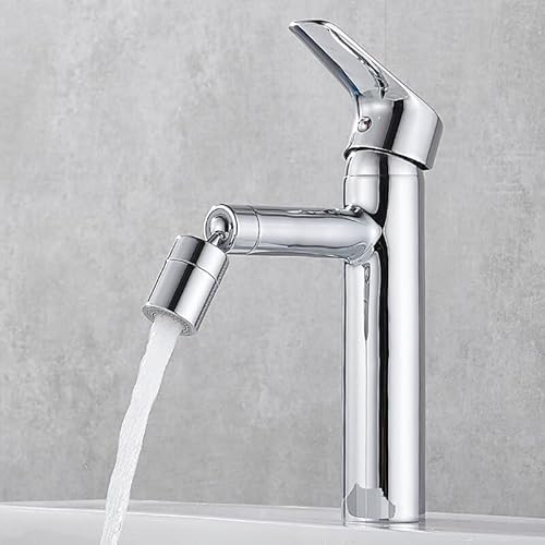 Badezimmer-Waschbeckenarmatur, 360 Grad drehbar, Thermostat-Wasserhahn, Chrom/Schwarz, Druckschalter, konstante Temperatur, Badezimmer-Mischbatterie (Stil 1, Chrom) von SSDXFJZR