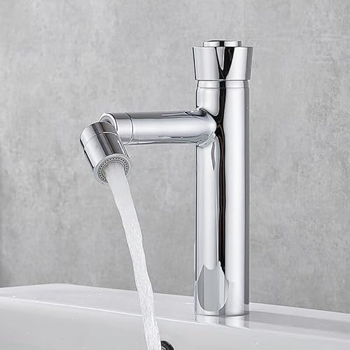 Badezimmer-Waschbeckenarmatur, 360 Grad drehbar, Thermostat-Wasserhahn, Chrom/Schwarz, Druckschalter, konstante Temperatur, Badezimmer-Mischbatterie (Stil 2, Chrom) von SSDXFJZR