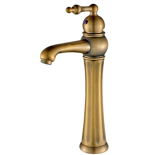 Badezimmer-Waschtischarmaturen, Antik-Bronze-Messing, Badezimmer-Mischbatterie, Kalt- und Warmwasser-Spültischarmaturen, Einhebel-Kran (Antik-Bronze, L) von SSDXFJZR
