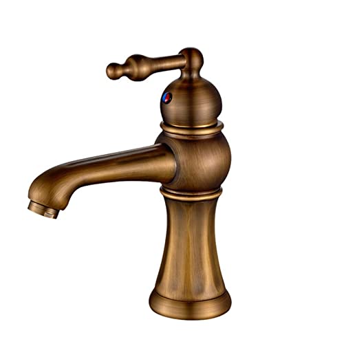 Badezimmer-Waschtischarmaturen, Antik-Bronze-Messing, Badezimmer-Mischbatterie, Kalt- und Warmwasser-Spültischarmaturen, Einhebel-Kran (Antik-Bronze, S) von SSDXFJZR
