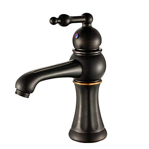 Badezimmer-Waschtischarmaturen, Antik-Bronze-Messing, Badezimmer-Mischbatterie, Kalt- und Warmwasser-Spültischarmaturen, Einhebel-Kran (Schwarzöl) von SSDXFJZR