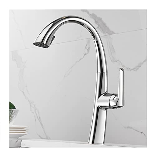 Küchenarmaturen, Messing, Einhebel-Küchenspüle, mit Doppelfunktion, ausziehbarer Sprühkopf, 360 Grad drehbar, kaltes und heißes Wasser, Küchenmischbatterie, Chrom (Cromo) von SSDXFJZR