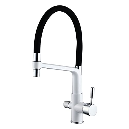 Küchenspüle, multifunktional, schwenkbar, Trinkwasserhahn mit schwarzem Silikonschlauch, hoher Lichtbogen, massives Messing, Doppelgriff, Kalt- und Warmwasser-Mischbatterie, Filterreiniger-Wasserhahn Küchenspüle, multifunktional, schwenkbar, Trinkwasserhahn mit schwarzem Silikonschlauch, hoher Lichtbogen, massives Messing, Doppelgriff, Kalt- und Warmwasser-Mischbatterie, Filterreiniger-Wasserhahn von SSDXFJZR