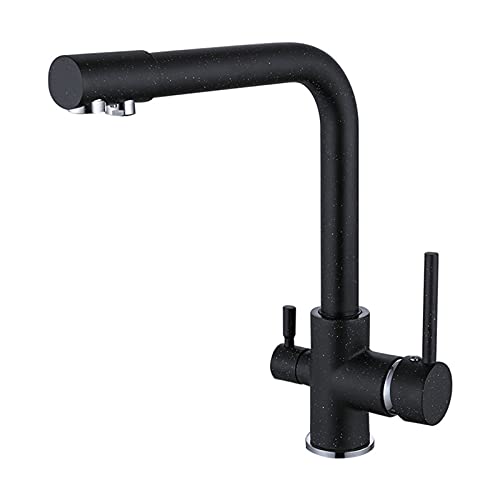 Küchenwasserfilter, Wasserhahn, Trinkwasser, drehbar, Doppelgriff, Küchenspüle, Haushalt, multifunktional, Mischbatterie, Filterreiniger, Wasserhahn, Schwarz (Schwarz, Silber) von SSDXFJZR