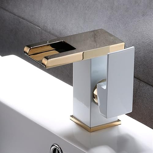 Messing LED Wasserfall Badezimmer Waschbecken Wasserhahn Kalt Warmwasser Mischbatterie Kran Waschbecken Wasserhahn Farbwechsel angetrieben durch Wasserfluss Armaturen (SLT096L-WG) von SSDXFJZR