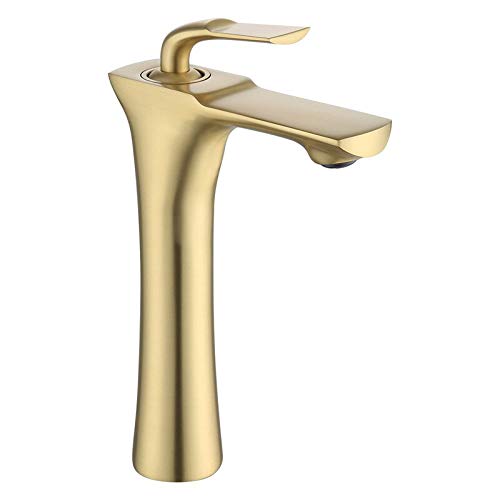Nordic Style Badezimmer-Waschtischarmatur aus Kupfer, Warm- und Kaltmischer, gebürstetes Gold/Schwarz/Chrom, WC-Wasserhahn (gebürstetes Gold, lang) von SSDXFJZR