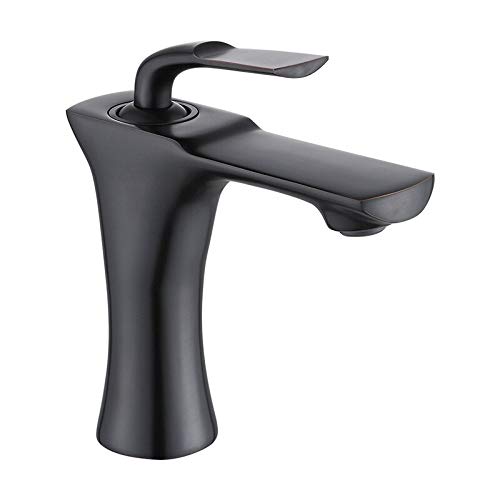 Nordic Style Badezimmer-Waschtischarmatur aus Kupfer, Warm- und Kaltmischer, gebürstetes Gold/Schwarz/Chrom, WC-Wasserhahn (schwarz, kurz) von SSDXFJZR