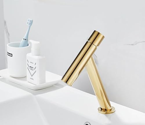 Schwarzer Kupfer-Badezimmer-Waschbeckenarmatur, Deckmontage, Kalt- und Warmmischbatterie, Einhand-WC-Waschbeckenarmatur, Kran, Rotgold/Gold (Gold kurz) von SSDXFJZR