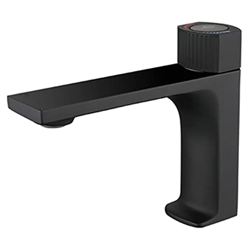 Thermostatischer Waschbeckenarmatur mit Druckknopfschalter, massives Messing, Warm- und Kaltwasser-Mischbatterie, Einloch-WC-Waschtischarmatur, Grau (Nero) von SSDXFJZR