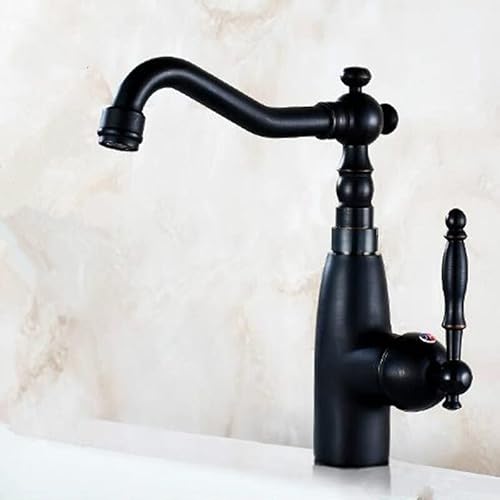 Waschbeckenarmaturen, Retro-Badezimmer-Waschbeckenarmatur, Einhebel-Drehauslauf, Badewannendeckmontage, Heiß-Kalt-Mischbatterie, schwarzer Wasserhahn Waschbeckenarmaturen, Retro-Badezimmer-Waschbeckenarmatur, Einhebel-Drehauslauf, Badewannendeckmontage, Heiß-Kalt-Mischbatterie, schwarzer Wasserhahn von SSDXFJZR