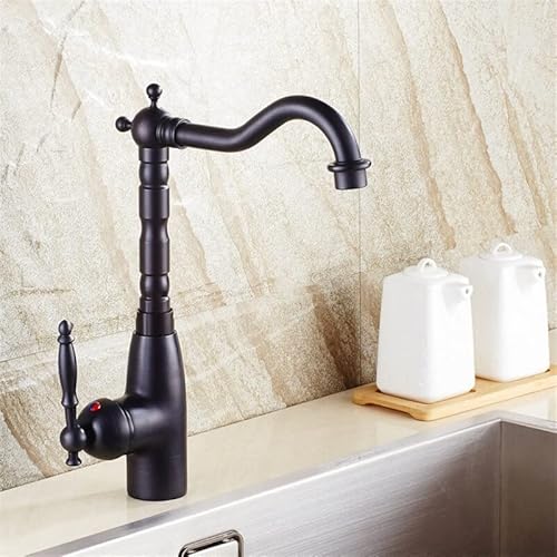 Waschbeckenarmaturen, schwarzes Messing, Retro-Badezimmer-Waschbeckenarmatur, Einhebel, hoher drehbarer Auslauf, Badewannendeck, Heiß- und Kaltmischer, Küche Waschbeckenarmaturen, schwarzes Messing, Retro-Badezimmer-Waschbeckenarmatur, Einhebel, hoher drehbarer Auslauf, Badewannendeck, Heiß- und Kaltmischer, Küche von SSDXFJZR