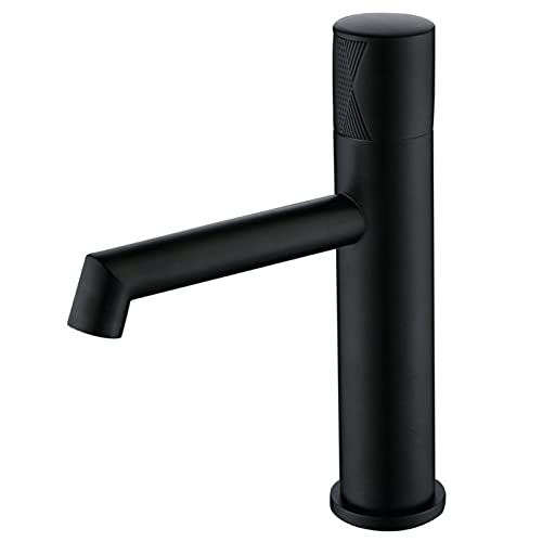 Waschtischarmatur, Messing, Einloch-Waschtisch, Einhandgriff, heiß und kalt, Doppelsteuerung, Badezimmer-Waschbeckenarmatur, Schwarz (Nero) von SSDXFJZR