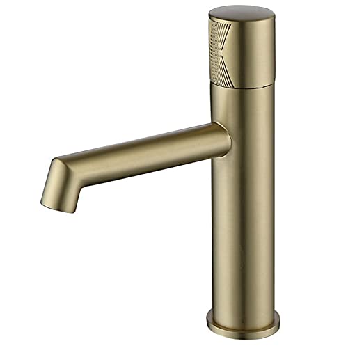 Waschtischarmatur, Messing, Einloch-Waschtisch, Einhandgriff, heiß und kalt, Doppelsteuerung, Badezimmer-Waschbeckenarmatur, Schwarz (gebürstetes Gold) von SSDXFJZR