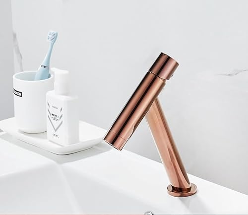 Waschtischarmatur für Badezimmer, Badezimmer, Deckmontage, Kalt- und Warmmischbatterie, Einhandmischer, Waschtischarmatur, Kran, Roségold/Gold (Rotgold, kurz) von SSDXFJZR