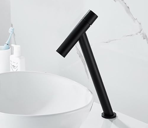 Waschtischarmatur für Badezimmer, Badezimmer, Deckmontage, Kalt- und Warmmischbatterie, Einhandmischer, Waschtischarmatur, Kran, Roségold/Gold (Schwarz lang) von SSDXFJZR