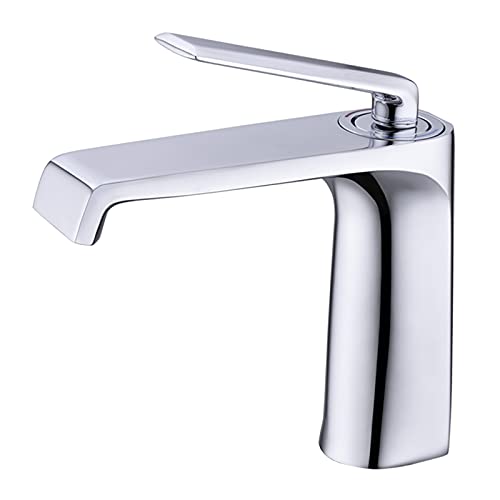 Wasserfall-Badezimmer-Einhebel-Mischbatterie aus massivem Messing, für heißes und kaltes Wasser, Einloch-WC-Gefäß, Waschtischarmatur, Schwarz (Cromo) von SSDXFJZR