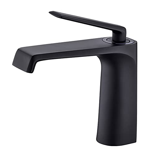 Wasserfall-Badezimmer-Einhebel-Mischbatterie aus massivem Messing, für heißes und kaltes Wasser, Einloch-WC-Gefäß, Waschtischarmatur, Schwarz (Nero) von SSDXFJZR