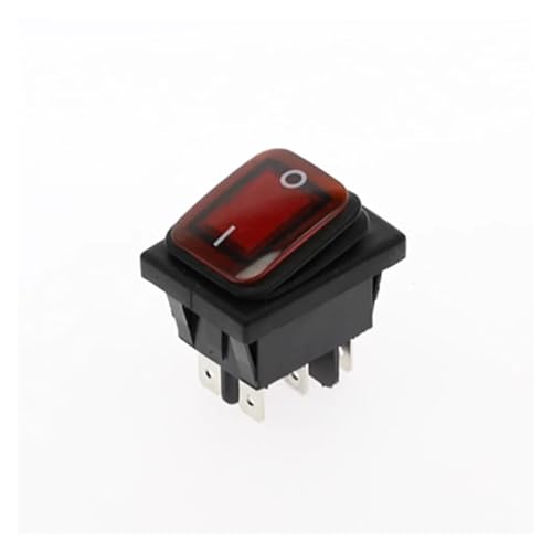 1 Stück KCD4 Schalter 20A/250V 6-polig DPST IP67 wasserdicht versiegelt T85 Auto Marine Kippschalter Wippschalter mit LED 220V 30x22(Red) von SSDZVTRE
