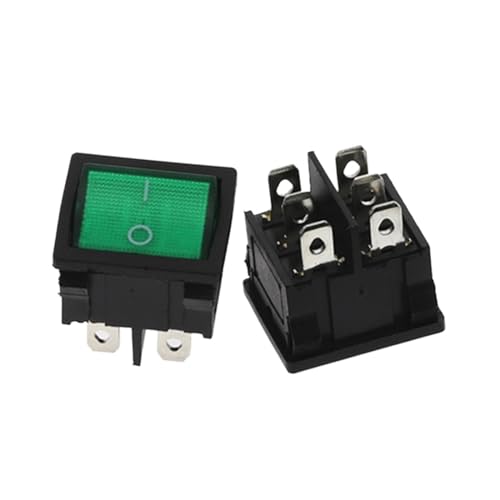1 Stück KCD5 Wippschalter 4 6-polig 2-stufig 6A 250V AUS-EIN Mehrfarbiges Multifunktions-Elektrozubehör mit Licht(Green 6Pin) von SSDZVTRE