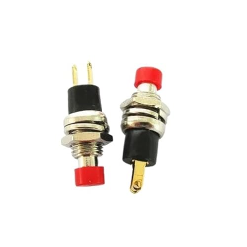 1 Stück PB05A PBS-110 selbstsichernder Schalter, Öffnung 7 mm, kleiner mit Schloss, 2 goldene Füße(Red x1PC) von SSDZVTRE