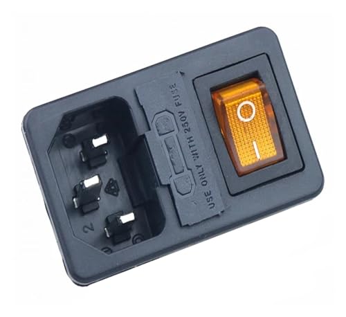 1 Stück mit 10A-Sicherung! Wippschalter mit Sicherung IEC320 C14-Eingangssteckdose, Sicherungsschalteranschluss(1PCS yellow,3PIN) von SSDZVTRE