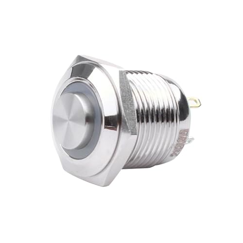 1PCS 16mm hoher runder Kopf wasserdicht verriegelnder Metallknopfschalter LED-Licht Autohupe selbstsichernd(Blue,24VX) von SSDZVTRE