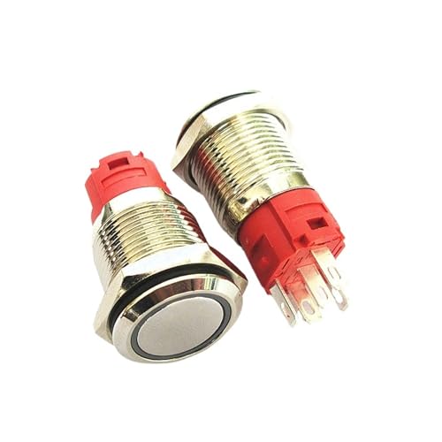 1PCS JYL165A 16mm metall taste netzteil selbst-reset LED licht schalter selbstsichernde runde wasserdichte punkt schalter 9V-24V 5A(Lock Blue Ring 1PC) von SSDZVTRE