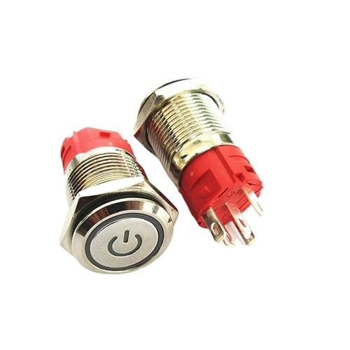 1PCS JYL165A 16mm metall taste netzteil selbst-reset LED licht schalter selbstsichernde runde wasserdichte punkt schalter 9V-24V 5A(Lock Blue Sign 1PC) von SSDZVTRE