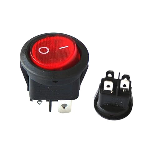 1PCS KCD1 20MM runder Wippschalter quadratische Basis 4-Pin AC 250V 6A 125V 10A schwarz rot ON/OFF 4-Pin-Netzschalter(Red x1Piece) von SSDZVTRE