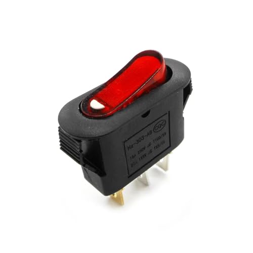 1PCS Silberkontakt KCD3 mit Licht 3 Pins ON-OFF elektrischer Topfschalter Multifunktions-Reiskocher Multitopf-Wippschalter 16A(Black Red) von SSDZVTRE