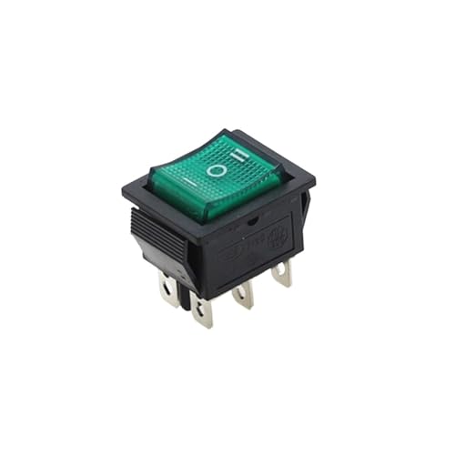 1PCS selbstsichernder KCD4 Wippschalter Netzschalter 3-Position 6-polig mit Licht 15A 250VAC/20A 125VAC 32 * 25mm(Green) von SSDZVTRE