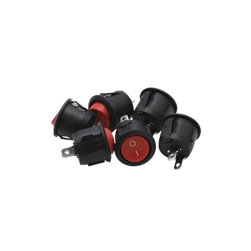 6er-Pack runder Wippschalter mit 20 mm Durchmesser, schwarz, Mini-rund, schwarz, weiß, rot, 2-poliger EIN-AUS-Wippschalter KCD1-105(Red) von SSDZVTRE