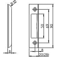 Winkelschließblech, Einlage grau 90x20x8x1,5 silberfarbig - SSF von SSF