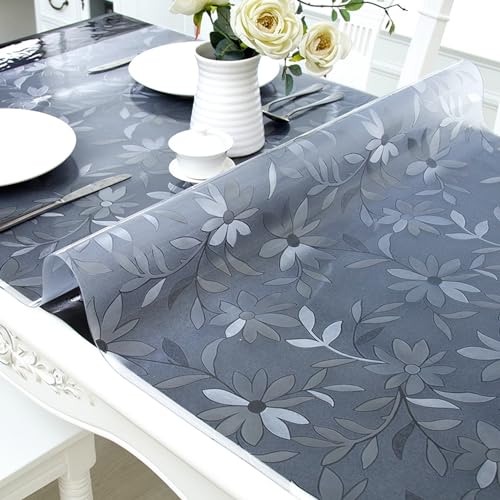 SSFMSF PVC Tablecloth Thickened Desktop Protective Film, Waterproof and Heat-Resistant Wipeable Table Mat, Suitable for Indoor and Outdoor Customization. (Blume, 2mm - 40 x 110 cm Rechteck) von SSFMSF