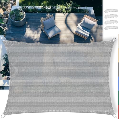 SSFMSF Sun Shade Net 1x4.5m Rechteck, HDPE Gewebe Wasserabweisend & Windabweisend, 90% UV-Schutz, inkl. Befestigungsseile, Robust & Stabil für Garten, Balkon, Terrasse - Grau von SSFMSF
