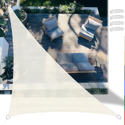SSFMSF Sun Shade Net 2x3x3.6m Dreieck, HDPE Gewebe Wasserabweisend & Windabweisend, 90% UV-Schutz, inkl. Befestigungsseile, Robust & Stabil für Garten, Balkon, Terrasse - Weiß von SSFMSF