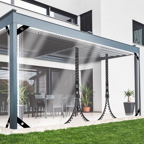 SSFMSF Transparente Plane, Transparente Plane Mit LöChern Durchsichtig Seitenteile Hat Zwei Reißverschlüsse AußEnbereich Faltbar Uv-BestäNdig Pflanzenisolierung. (3 * 4.5m|400g/m²) von SSFMSF