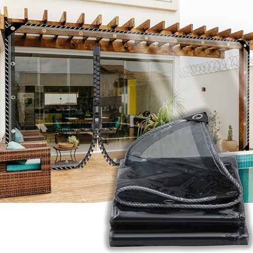 SSFMSF Transparente Plane, Transparente Plane Mit LöChern Durchsichtig Seitenteile Pavillon Es Gibt Einen ReißVerschluss AußEnbereich Faltbar Uv-BestäNdig Pflanzenisolierung. (0.5 * 4m|400g/m²) von SSFMSF