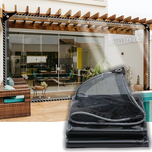 SSFMSF Transparente Plane, Transparente Plane Mit LöChern Durchsichtig Seitenteile Pavillon Plane Wetterfest füR Den AußEnbereich Faltbar Uv-BestäNdig Pflanzenisolierung. (2 * 2m|400g/m²) von SSFMSF