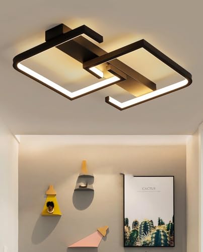 dimmbare moderne Deckenleuchten mit Fernbedienung Acryl Deckenleuchte Minimalistische Einbauleuchte Schwarze Wohnzimmer Deckenleuchte für Eingangsbereich Esszimmer Schlafzimmer Arbeitszimm (42cm) von SSHIRUYI