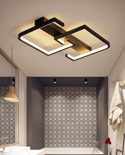 dimmbare moderne Deckenleuchten mit Fernbedienung Acryl Deckenleuchte Minimalistische Einbauleuchte Schwarze Wohnzimmer Deckenleuchte für Eingangsbereich Esszimmer Schlafzimmer Arbeitszimm (52cm) von SSHIRUYI