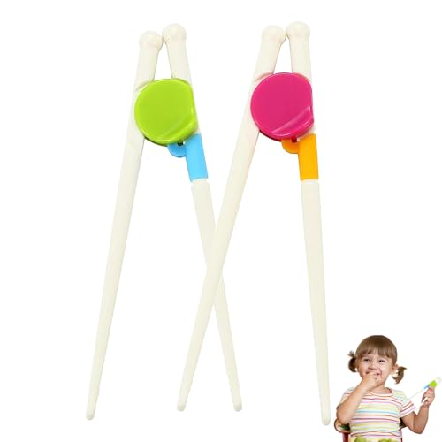 2 Paare Essstäbchen Kinder, Kinder Essstäbchen, Sushi Stäbchen Kinder, Kinder Training Essstäbchen Hilfer, für Erwachsene Anfänger Kinder Senioren(Grün + Rosarot) von SSHUIKKAI