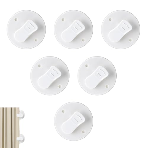 6 Stück Duschvorhang Clips, Uschvorhang Klammern Spritzschutz Clip, Selbstklebende Duschvorhang Clips, für Dusche Hängend Camper Badezimmer Home Dekoration Innen Und Außen(Weiß) von SSHUIKKAI